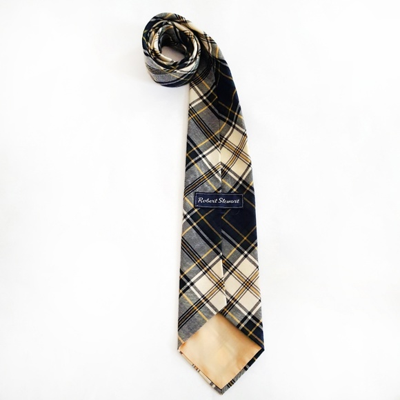 Robert Stewart Vintage Mens Cotton Blend Plaid Tie - Picture 5 of 7